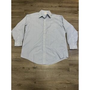 Brooks Brothers Shirt Mens 16.5 36 Blue Stripe Long Sleeve Button Up Non Iron